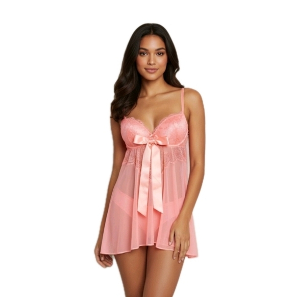 Victoria's Secret Other - Victoria's Secret Pink Coral Lace Babydoll Lingerie Size 34D